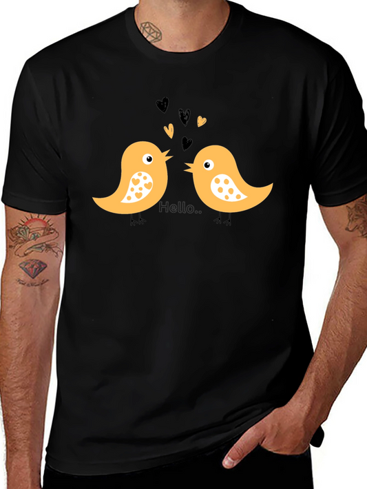 Cute Bird Love T-Shirt - Black Cotton Tee