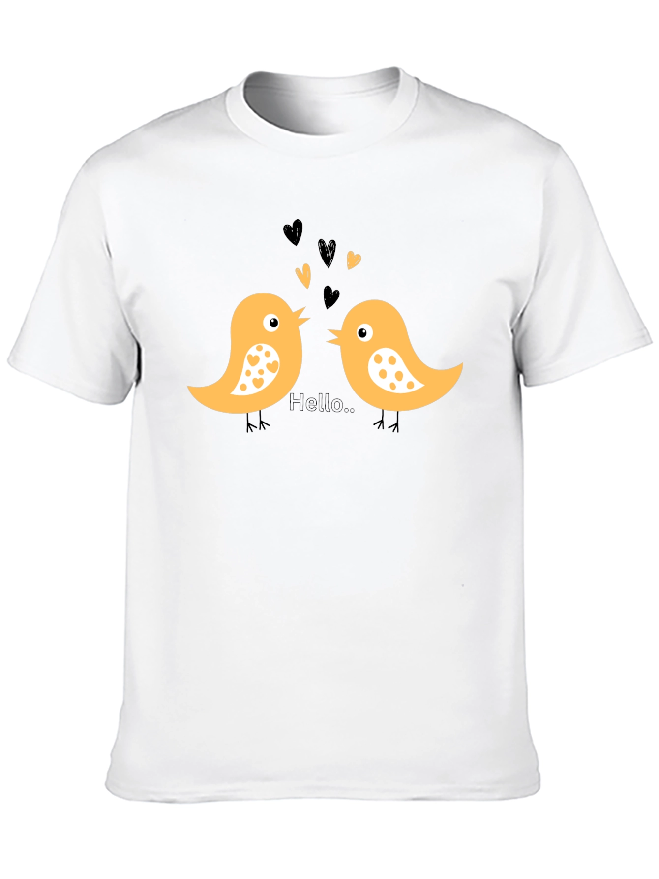 Cute Bird Love T-Shirt - Black Cotton Tee