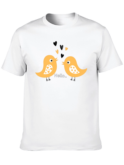 Cute Bird Love T-Shirt - Black Cotton Tee