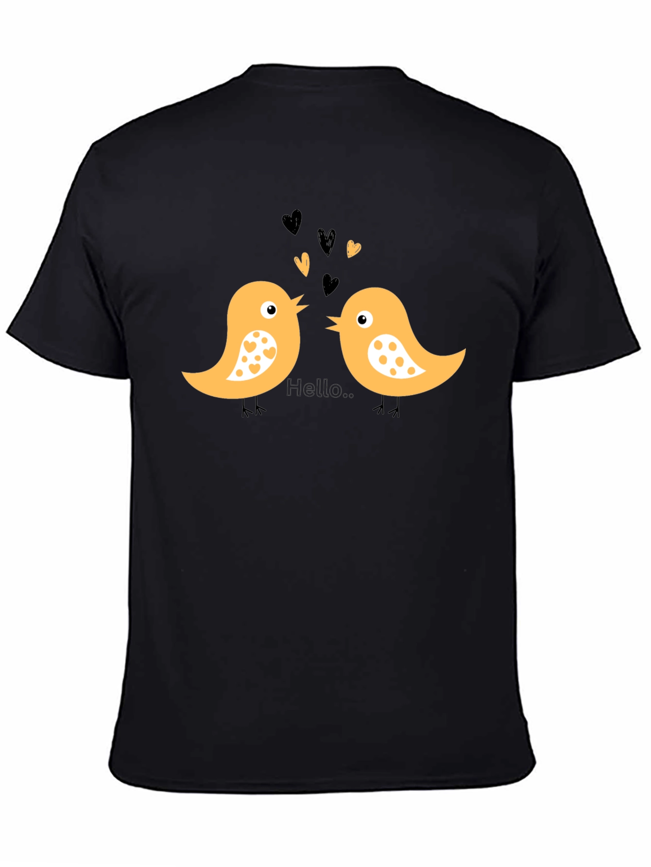 Cute Bird Love T-Shirt - Black Cotton Tee