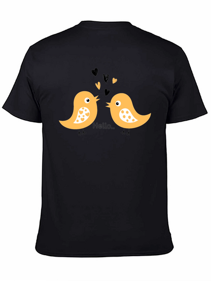Cute Bird Love T-Shirt - Black Cotton Tee