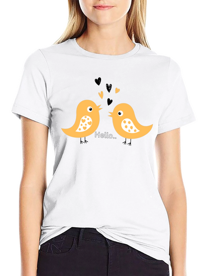 Cute Bird Love T-Shirt - Black Cotton Tee