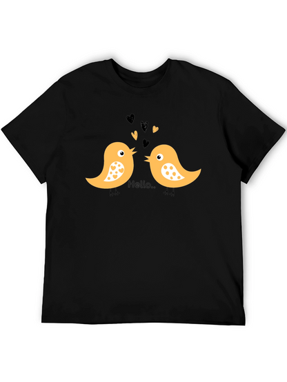 Cute Bird Love T-Shirt - Black Cotton Tee