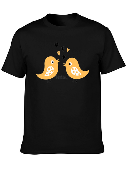 Cute Bird Love T-Shirt - Black Cotton Tee