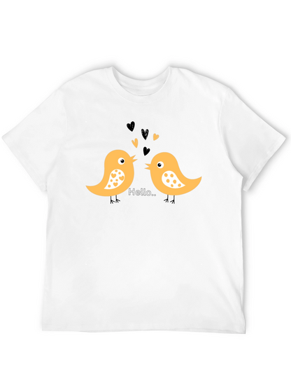 Cute Bird Love T-Shirt - Black Cotton Tee