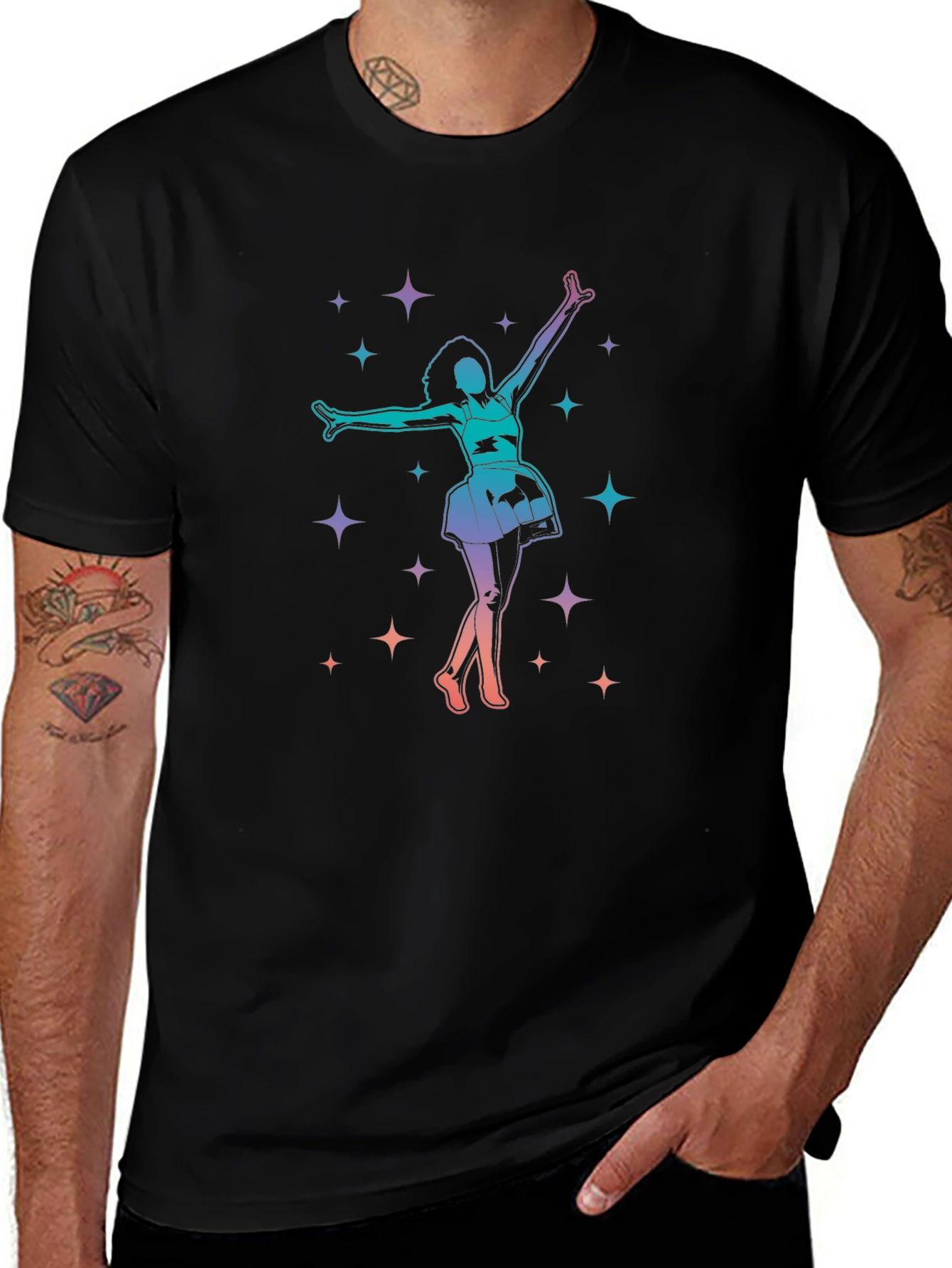 Dancing Star Graphic Tee - Black Cotton