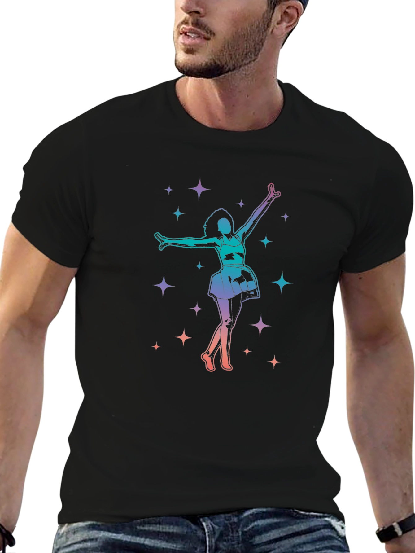 Dancing Star Graphic Tee - Black Cotton