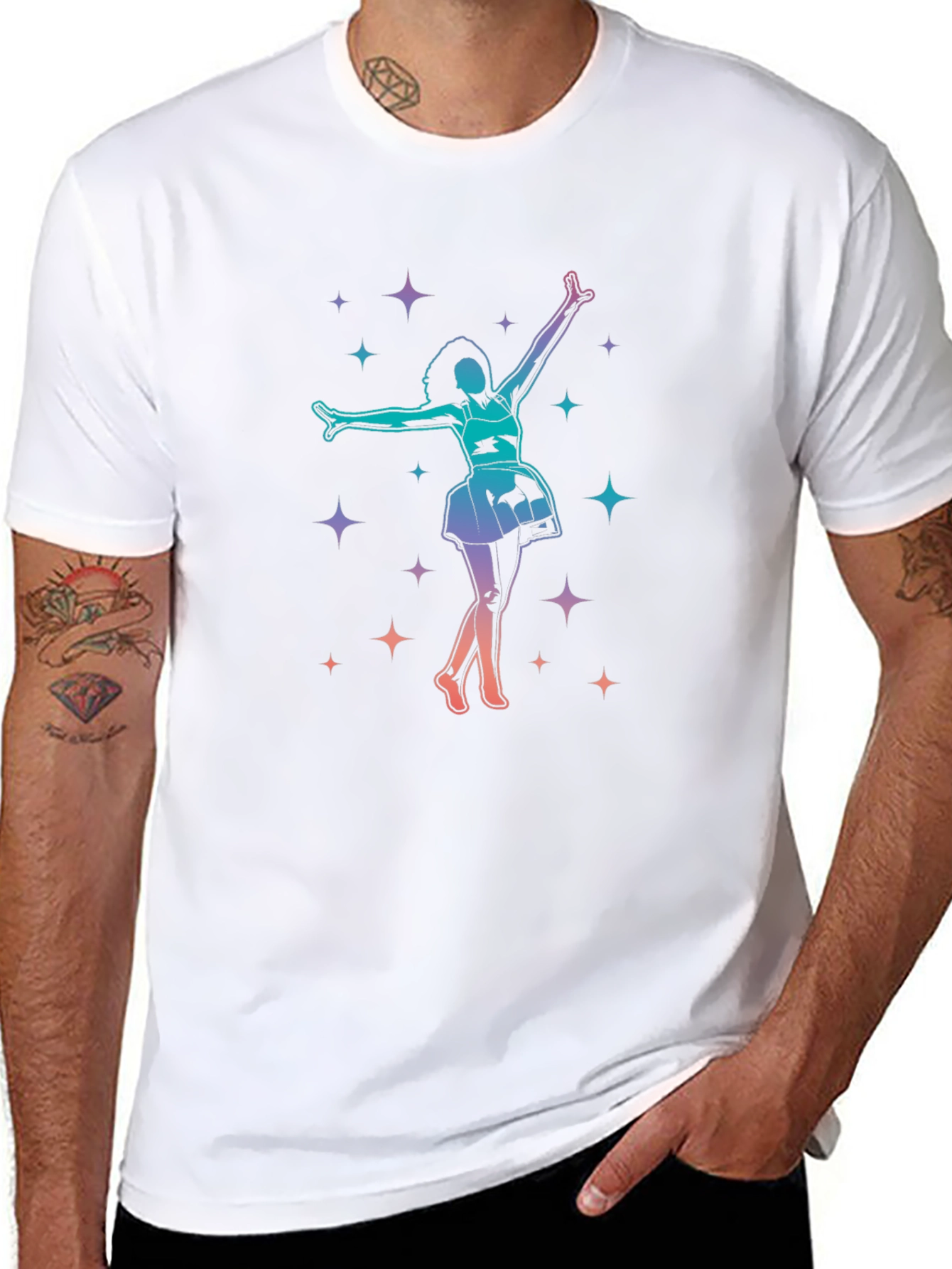 Dancing Star Graphic Tee - Black Cotton