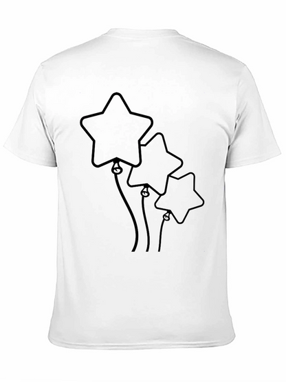 Star Balloon Graphic Tee - Black Cotton Casual Top