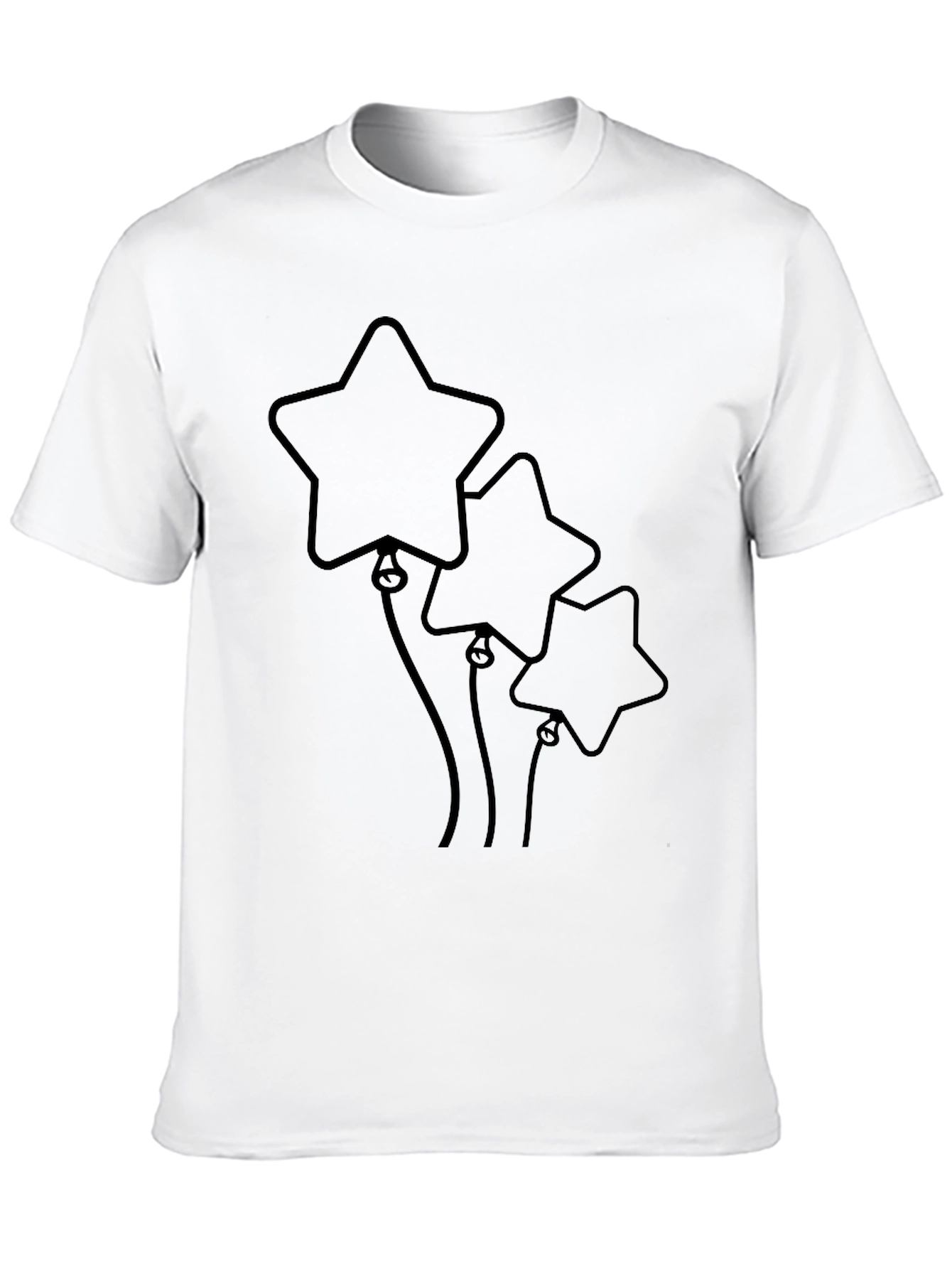 Star Balloon Graphic Tee - Black Cotton Casual Top