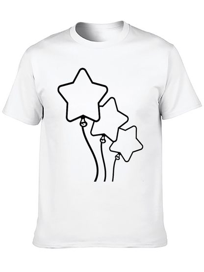 Star Balloon Graphic Tee - Black Cotton Casual Top