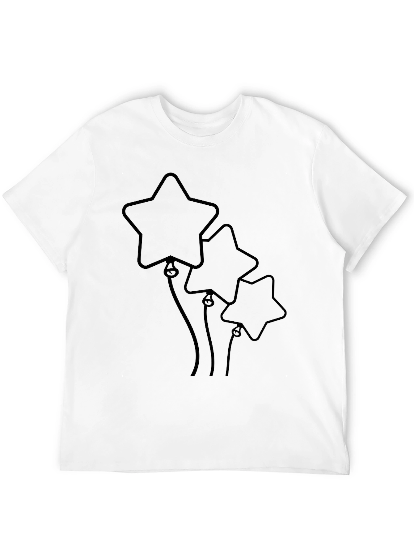 Star Balloon Graphic Tee - Black Cotton Casual Top
