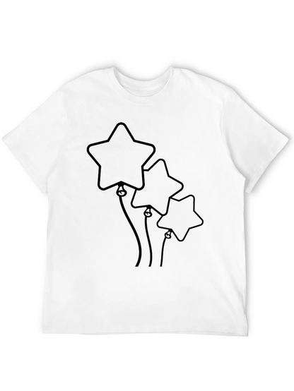 Star Balloon Graphic Tee - Black Cotton Casual Top