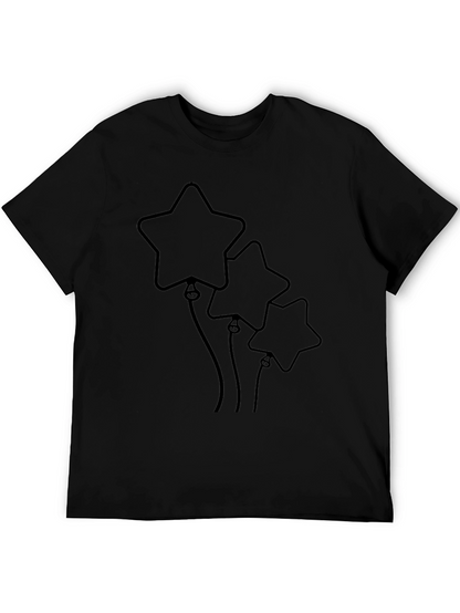 Star Balloon Graphic Tee - Black Cotton Casual Top