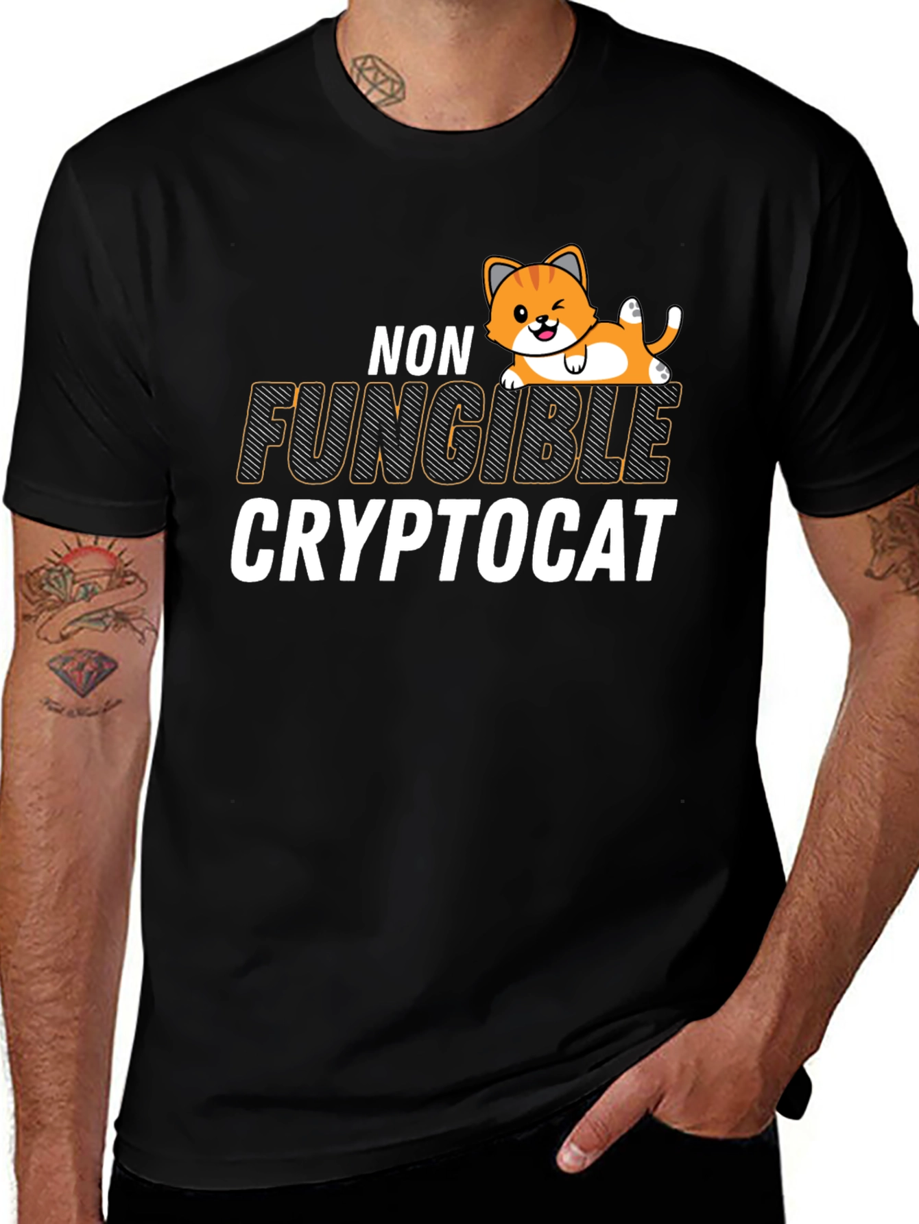 Non Fungible Crypto Cat Graphic T-Shirt