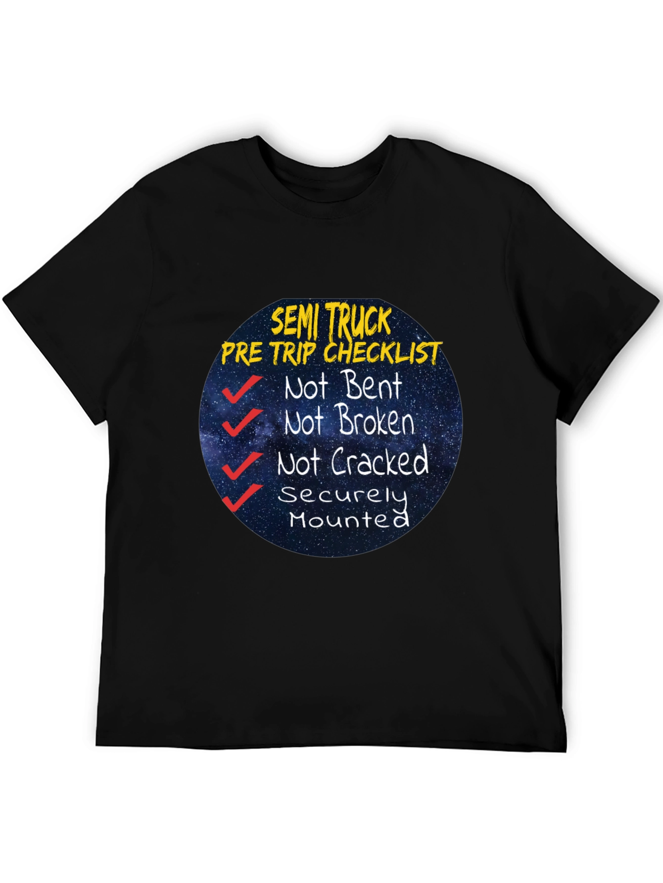 Semi Truck Pre Trip Checklist Black T-Shirt