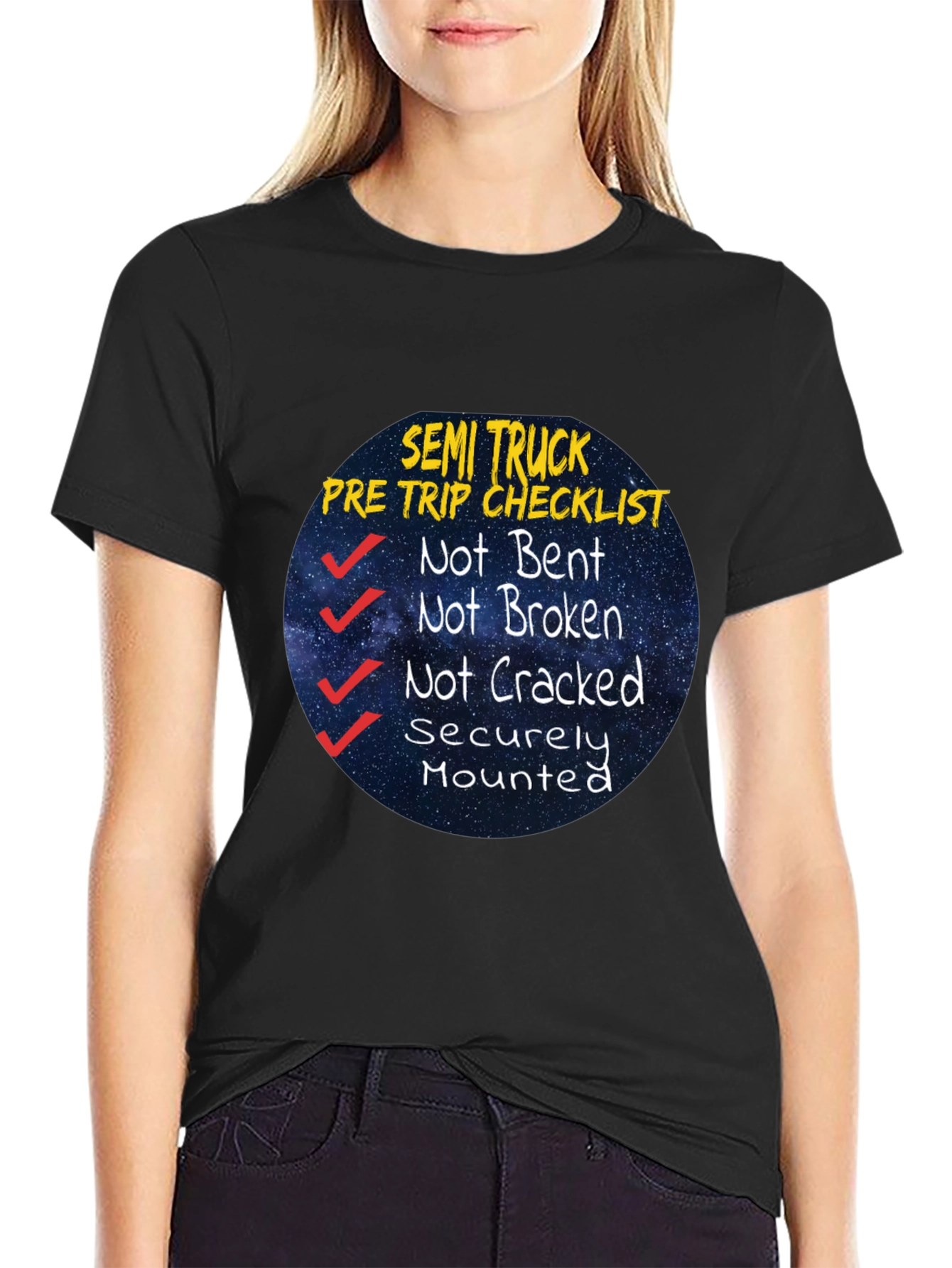 Semi Truck Pre Trip Checklist Black T-Shirt