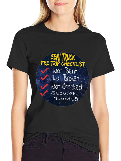 Semi Truck Pre Trip Checklist Black T-Shirt