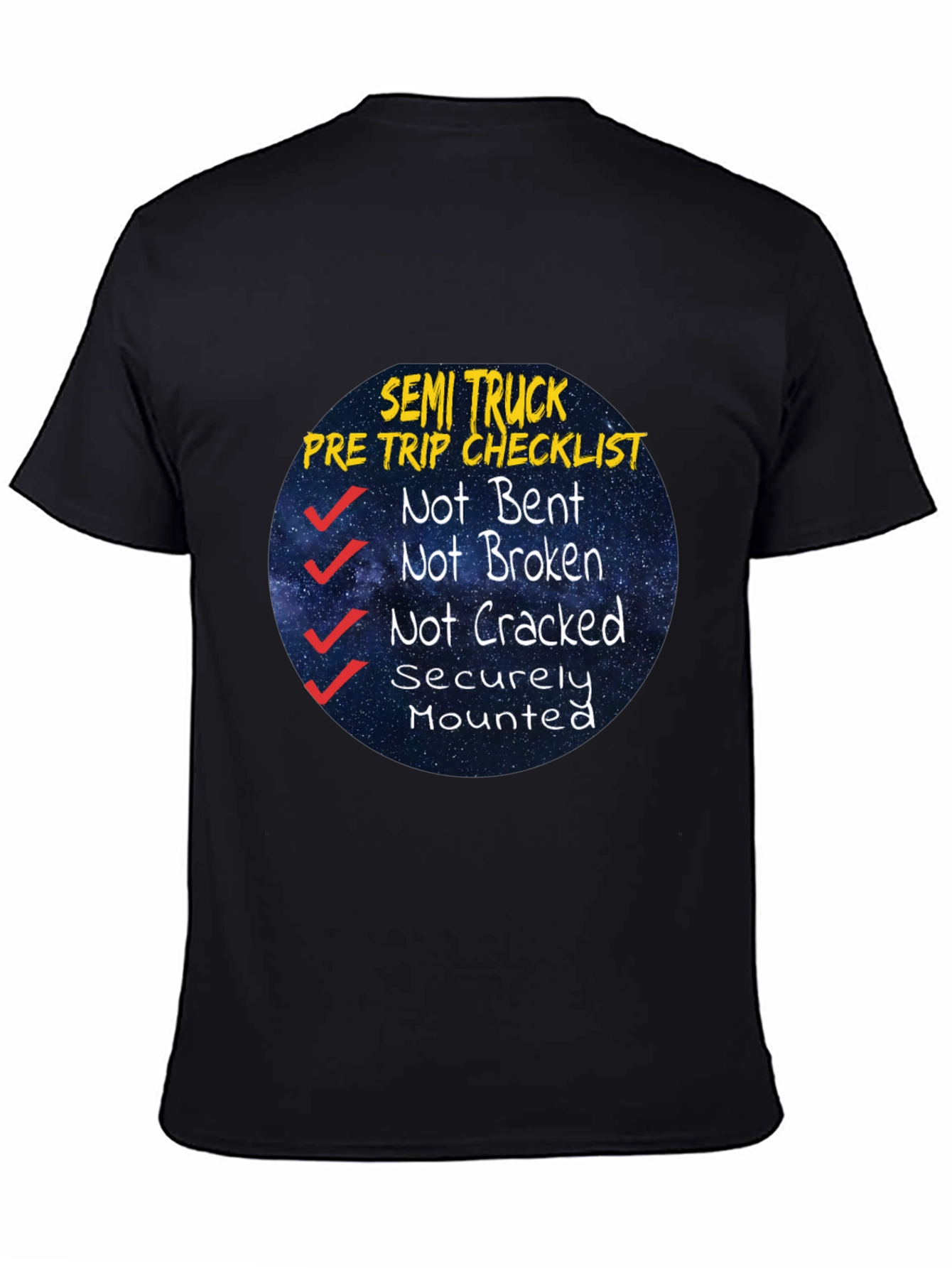 Semi Truck Pre Trip Checklist Black T-Shirt