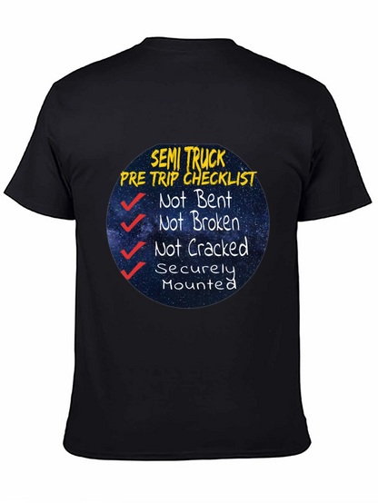 Semi Truck Pre Trip Checklist Black T-Shirt