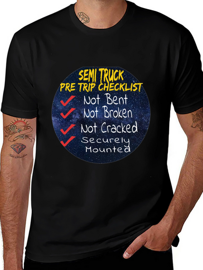 Semi Truck Pre Trip Checklist Black T-Shirt