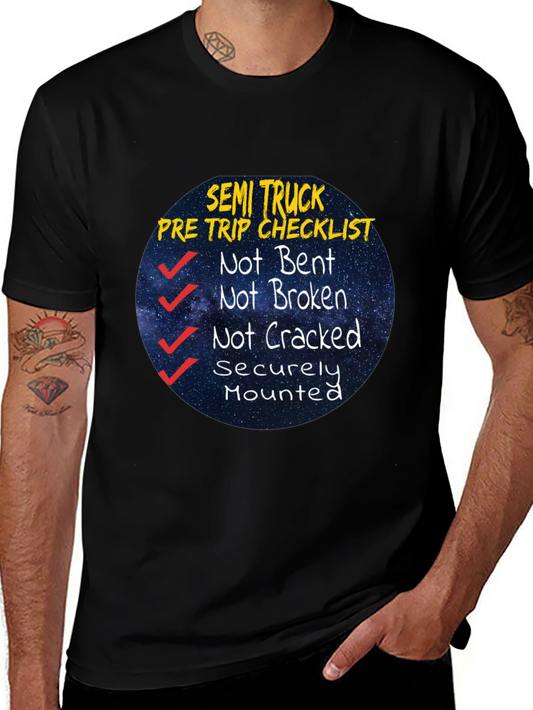 Semi Truck Pre Trip Checklist Black T-Shirt