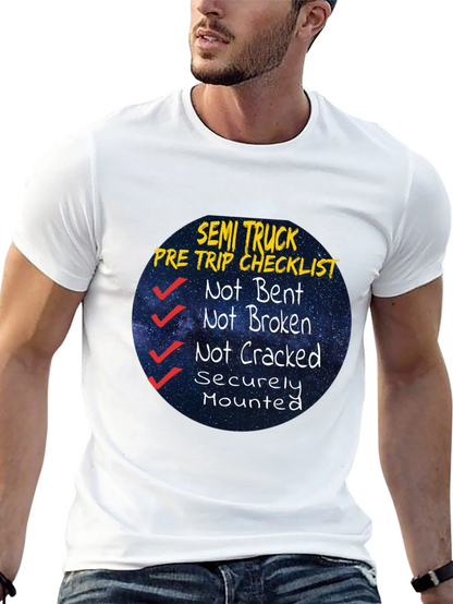 Semi Truck Pre Trip Checklist Black T-Shirt