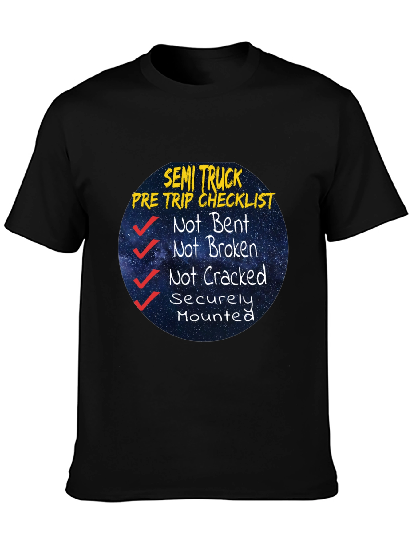 Semi Truck Pre Trip Checklist Black T-Shirt