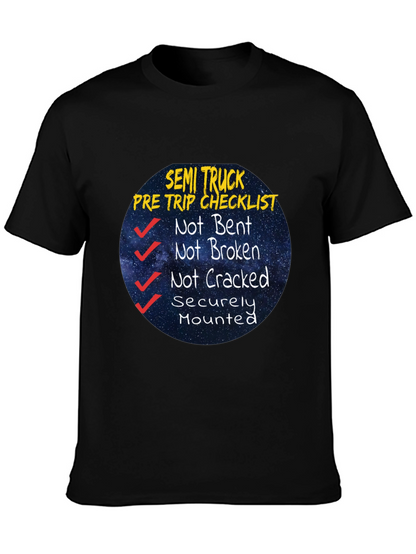 Semi Truck Pre Trip Checklist Black T-Shirt