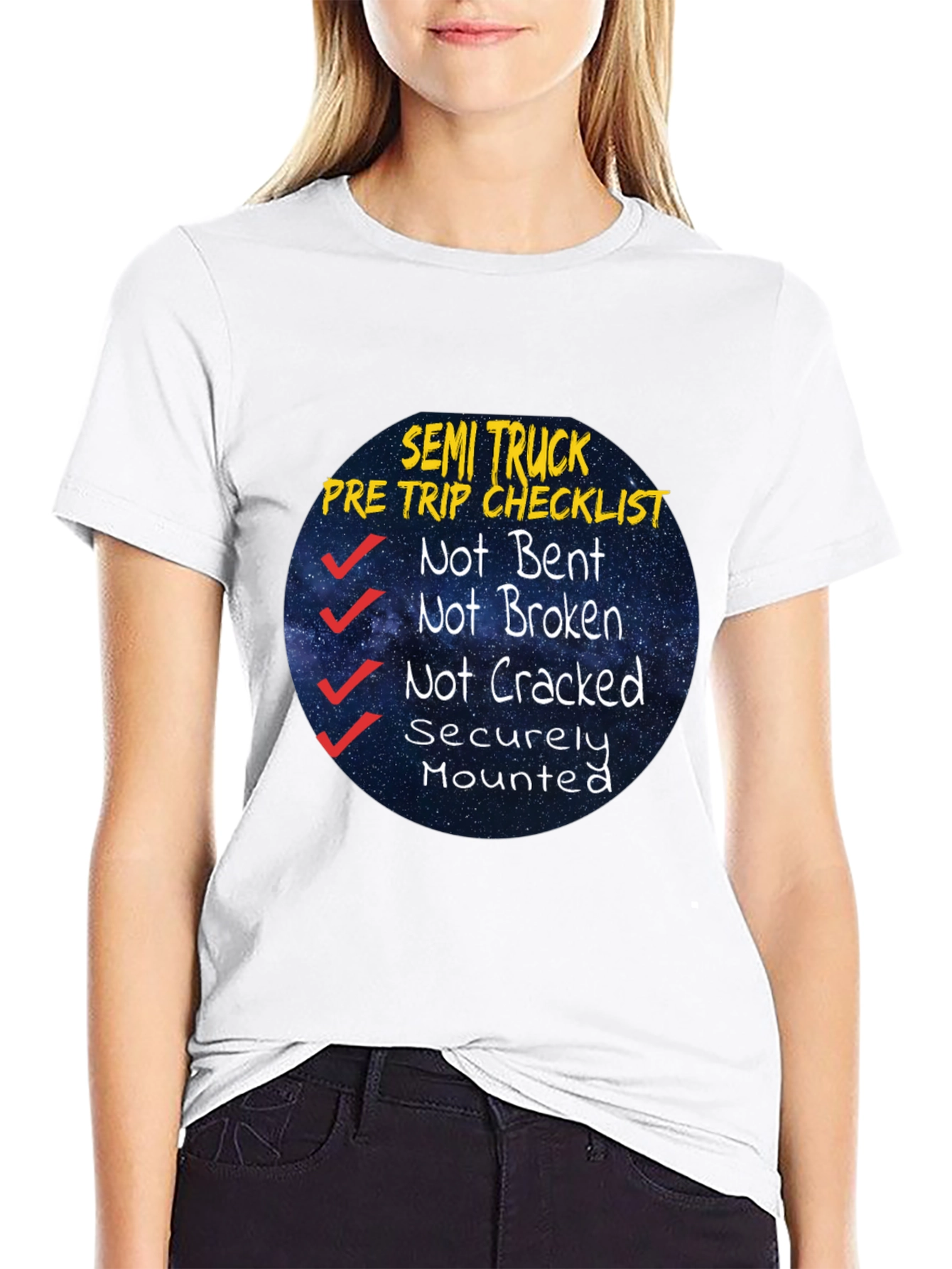 Semi Truck Pre Trip Checklist Black T-Shirt