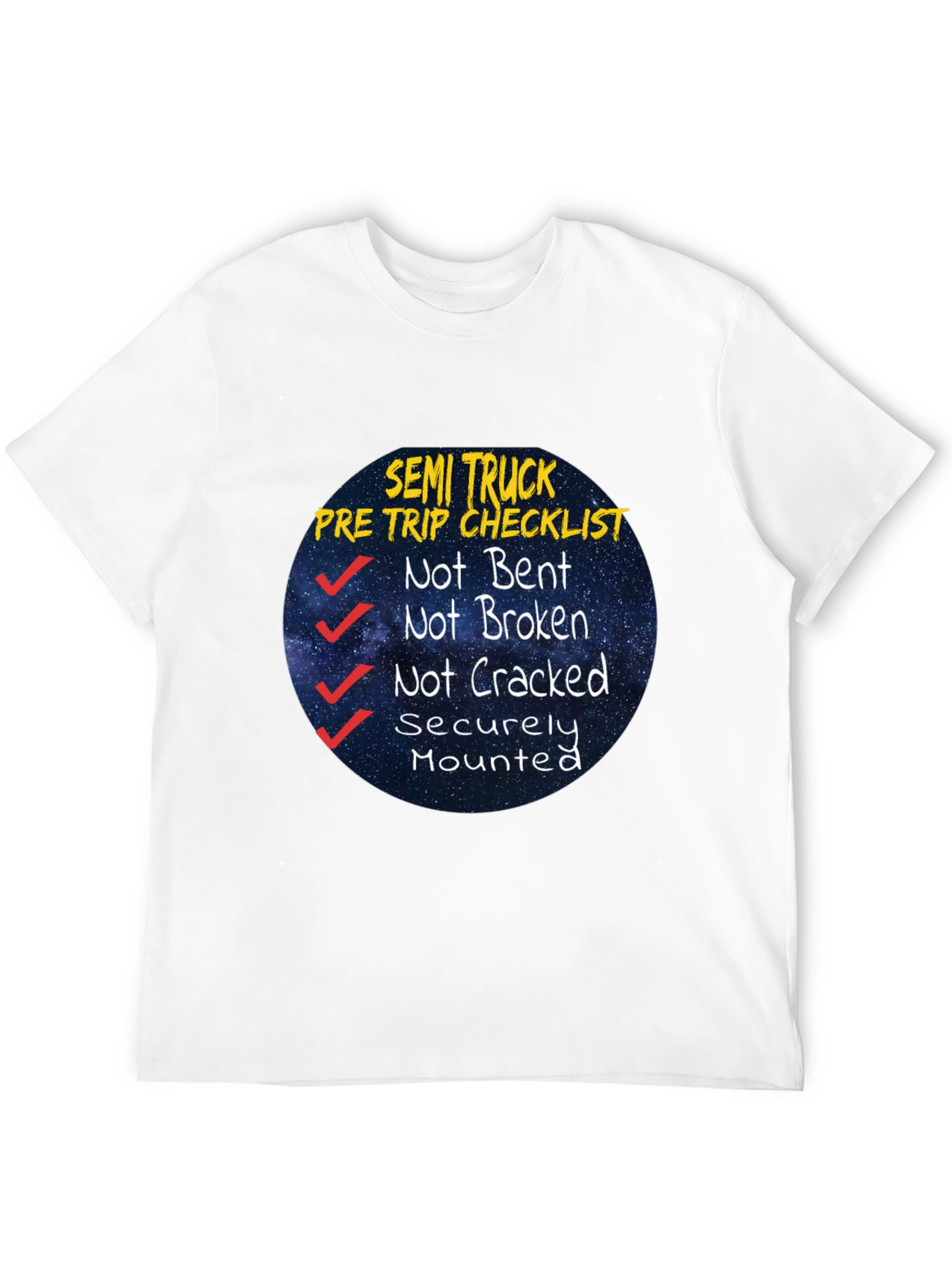 Semi Truck Pre Trip Checklist Black T-Shirt