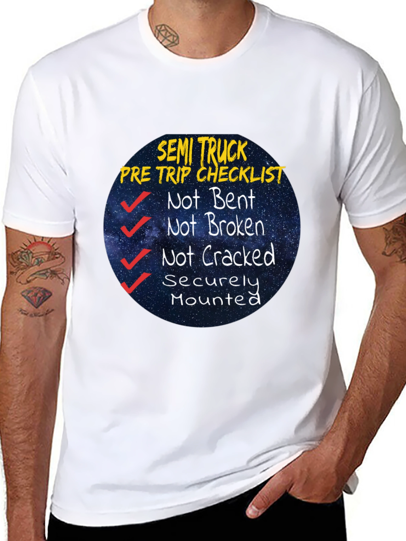 Semi Truck Pre Trip Checklist Black T-Shirt
