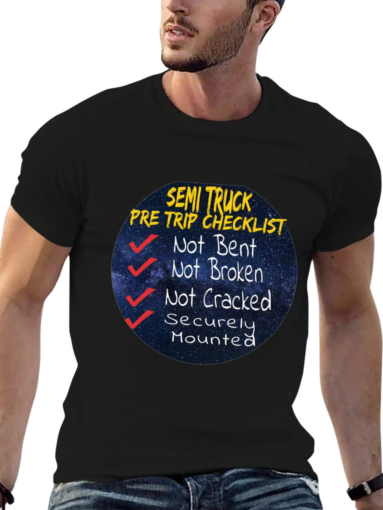 Semi Truck Pre Trip Checklist Black T-Shirt