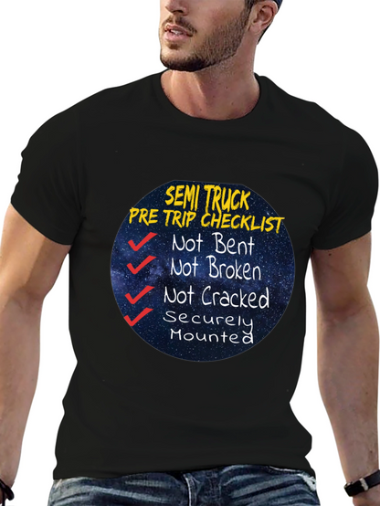 Semi Truck Pre Trip Checklist Black T-Shirt
