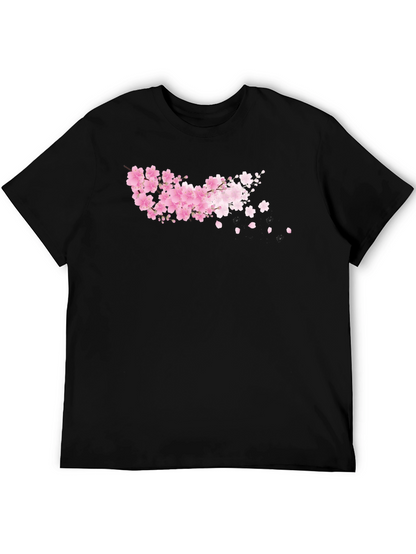 Cherry Blossom Black T-Shirt - Floral Design