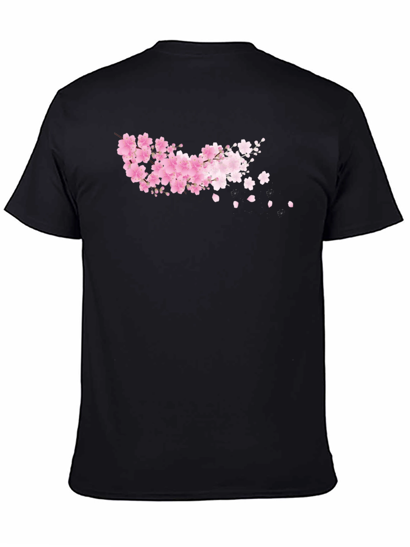 Cherry Blossom Black T-Shirt - Floral Design