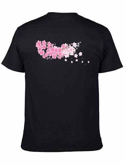 Cherry Blossom Black T-Shirt - Floral Design