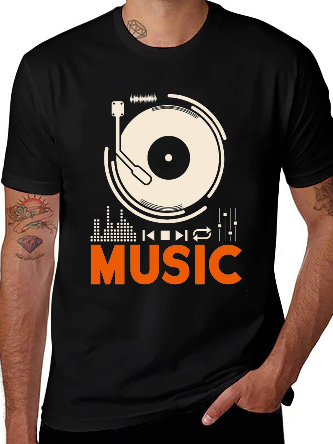 Music Lover Graphic Tee - Black Cotton T-Shirt