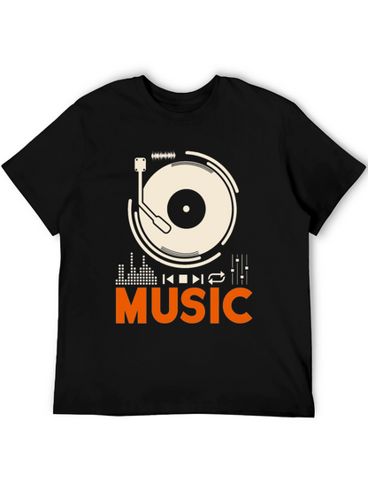 Music Lover Graphic Tee - Black Cotton T-Shirt