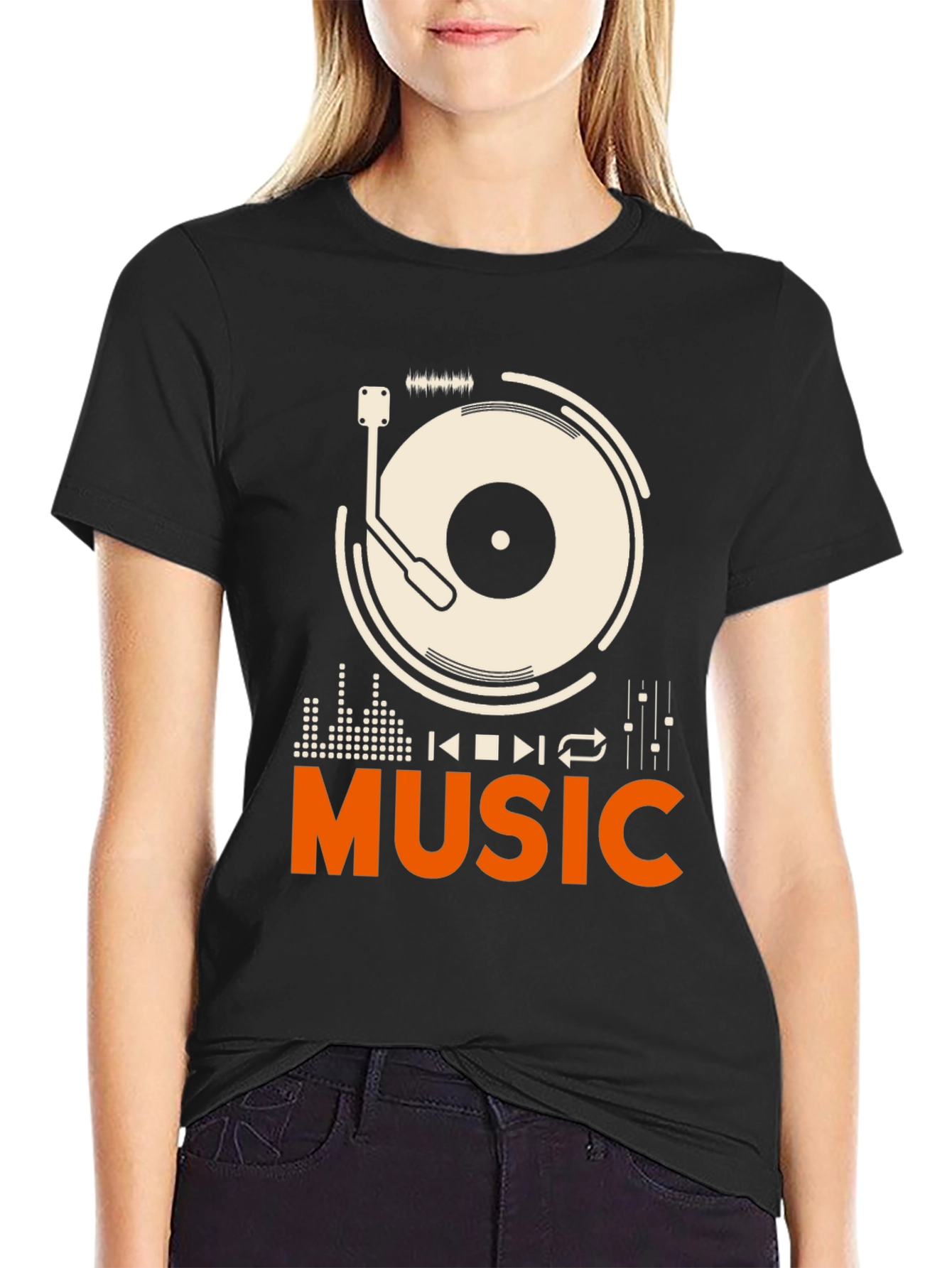 Music Lover Graphic Tee - Black Cotton T-Shirt
