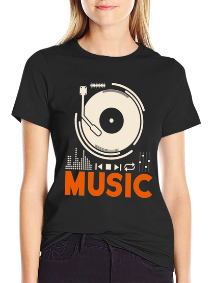 Music Lover Graphic Tee - Black Cotton T-Shirt