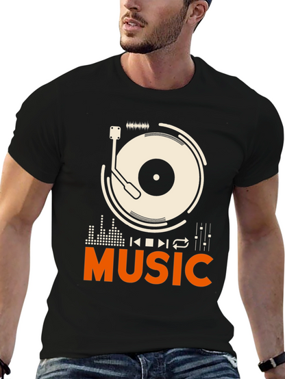 Music Lover Graphic Tee - Black Cotton T-Shirt