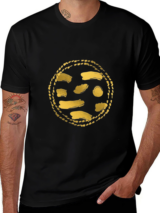 Gold Abstract Graphic Black T-Shirt