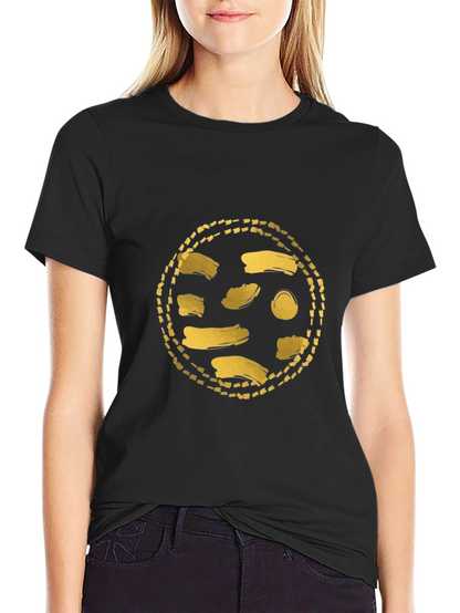 Gold Abstract Graphic Black T-Shirt