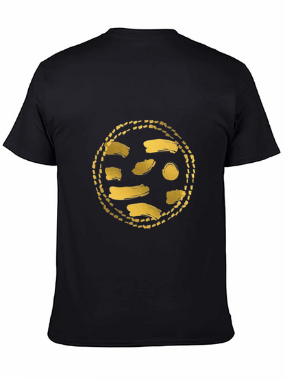 Gold Abstract Graphic Black T-Shirt