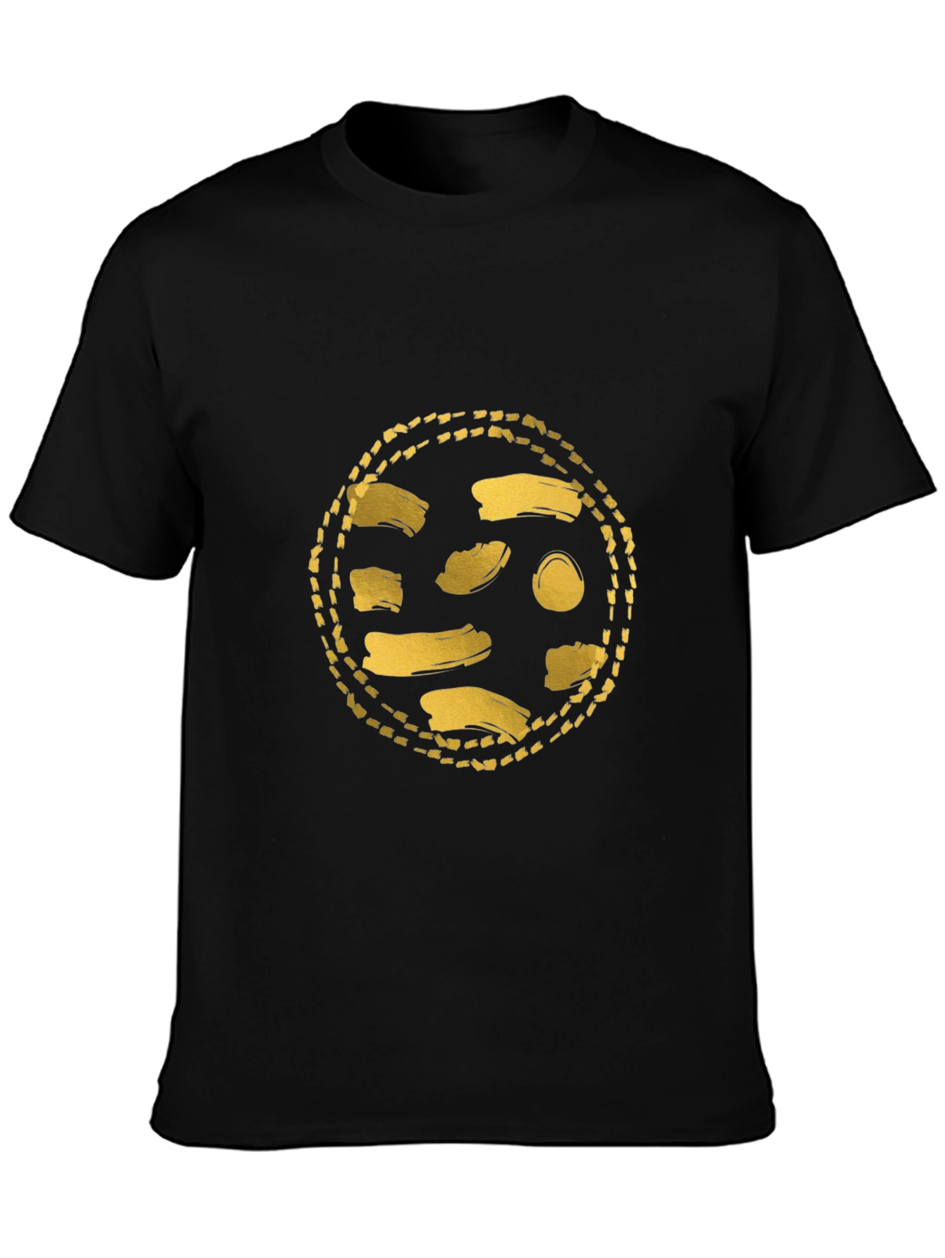 Gold Abstract Graphic Black T-Shirt