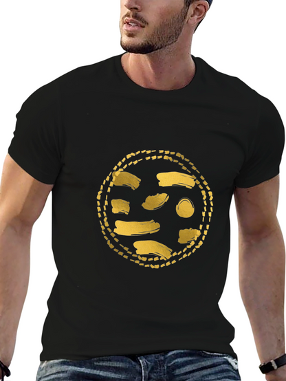 Gold Abstract Graphic Black T-Shirt