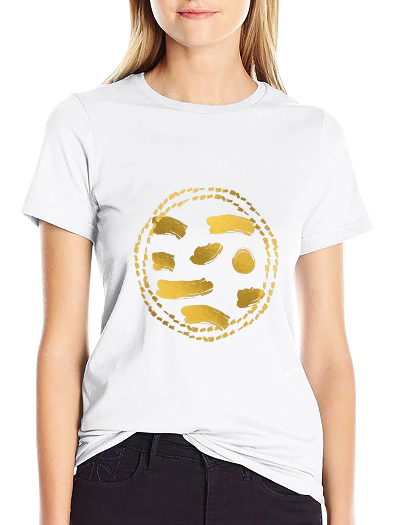 Gold Abstract Graphic Black T-Shirt
