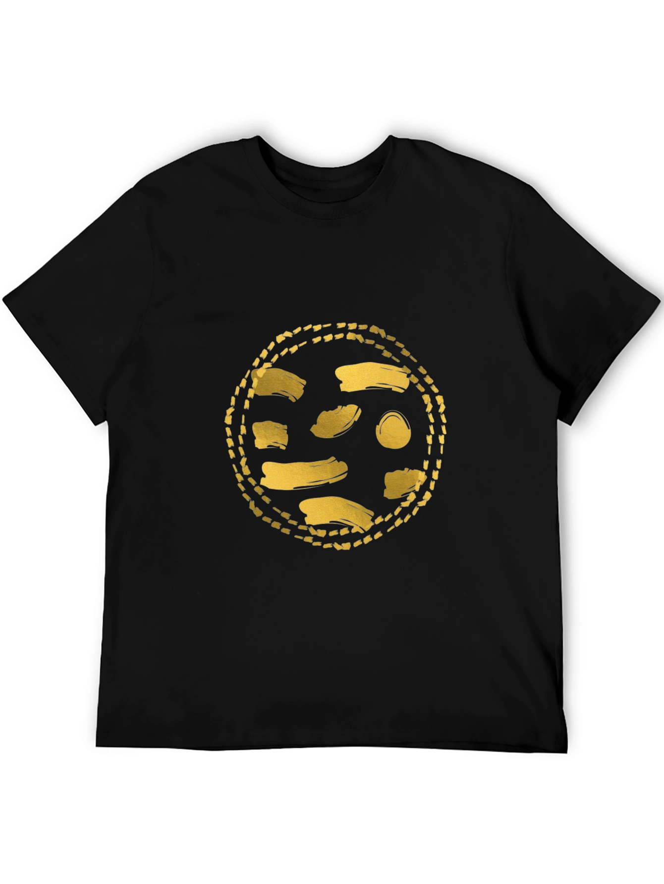 Gold Abstract Graphic Black T-Shirt
