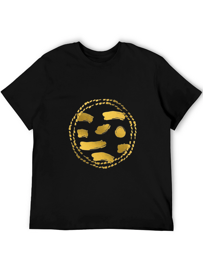 Gold Abstract Graphic Black T-Shirt